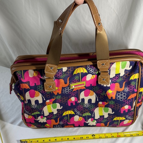 Lily Bloom Colorful Elephant Print Satchel. - Picture 3 of 12